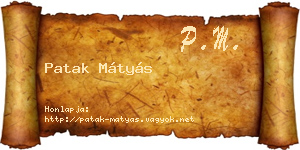 Patak Mátyás névjegykártya
